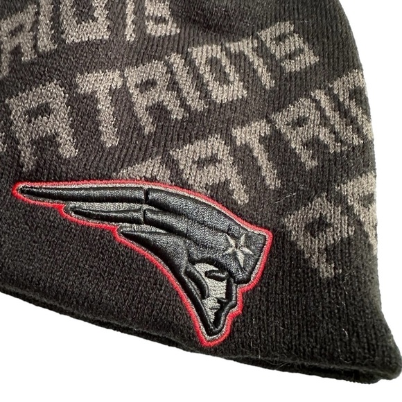 NFL New England Patriots Black Beanie Hat, Embroidered, One Size - Picture 3 of 5